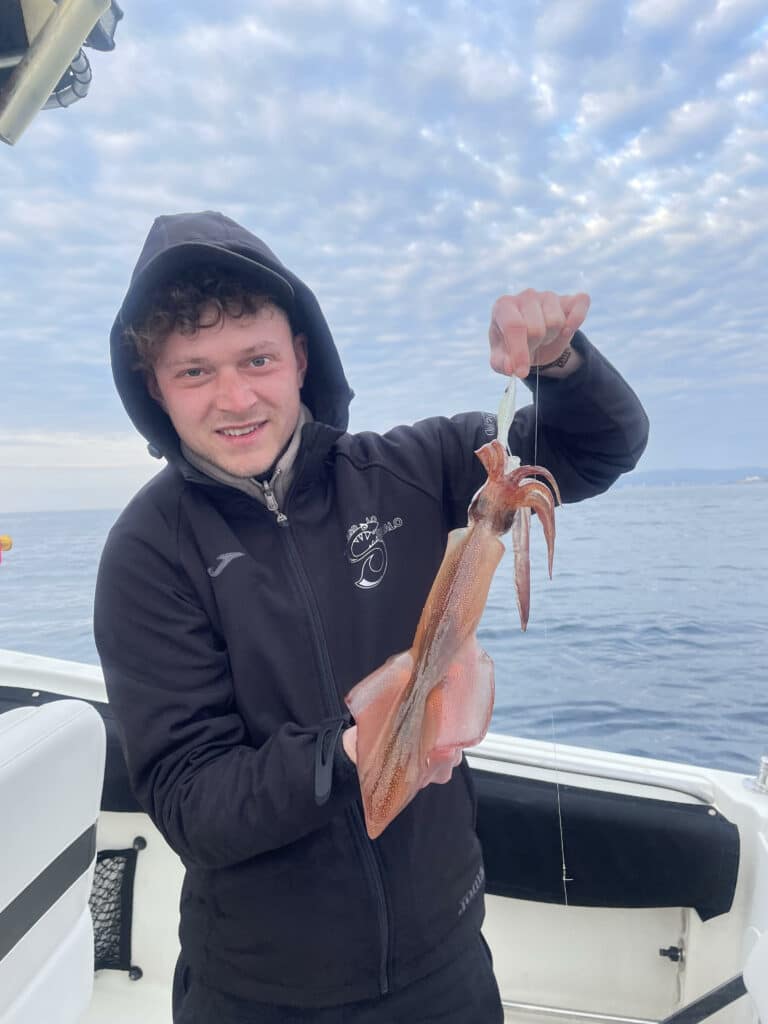 Squid caught on a sunset trip